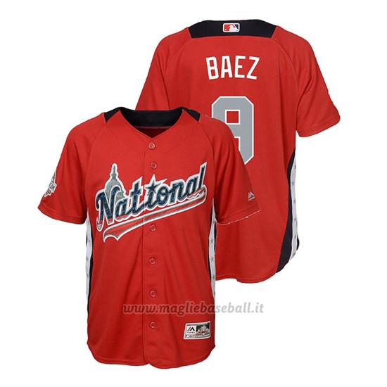 Maglia Baseball Bambino All Star Game Majestic Javier Baez 2018 1ªRun Derby National League Rosso